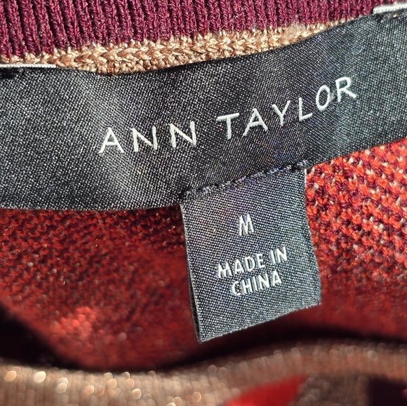 Ann Taylor Sweater Gold Metallic Retro Pull Over Sparkle Size Medium - Picture 8 of 11